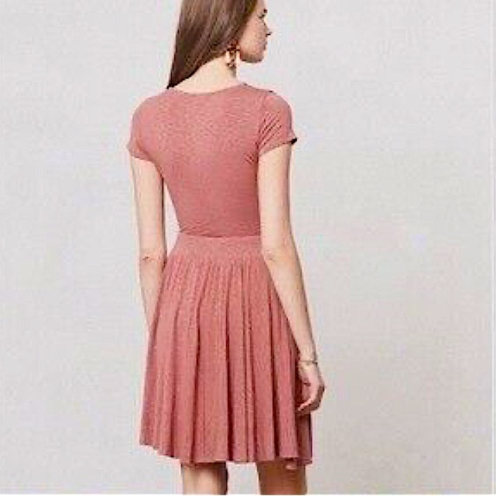 Anthropologie Dusty Rose Short Sleeve Mini Dress - Picture 2 of 6
